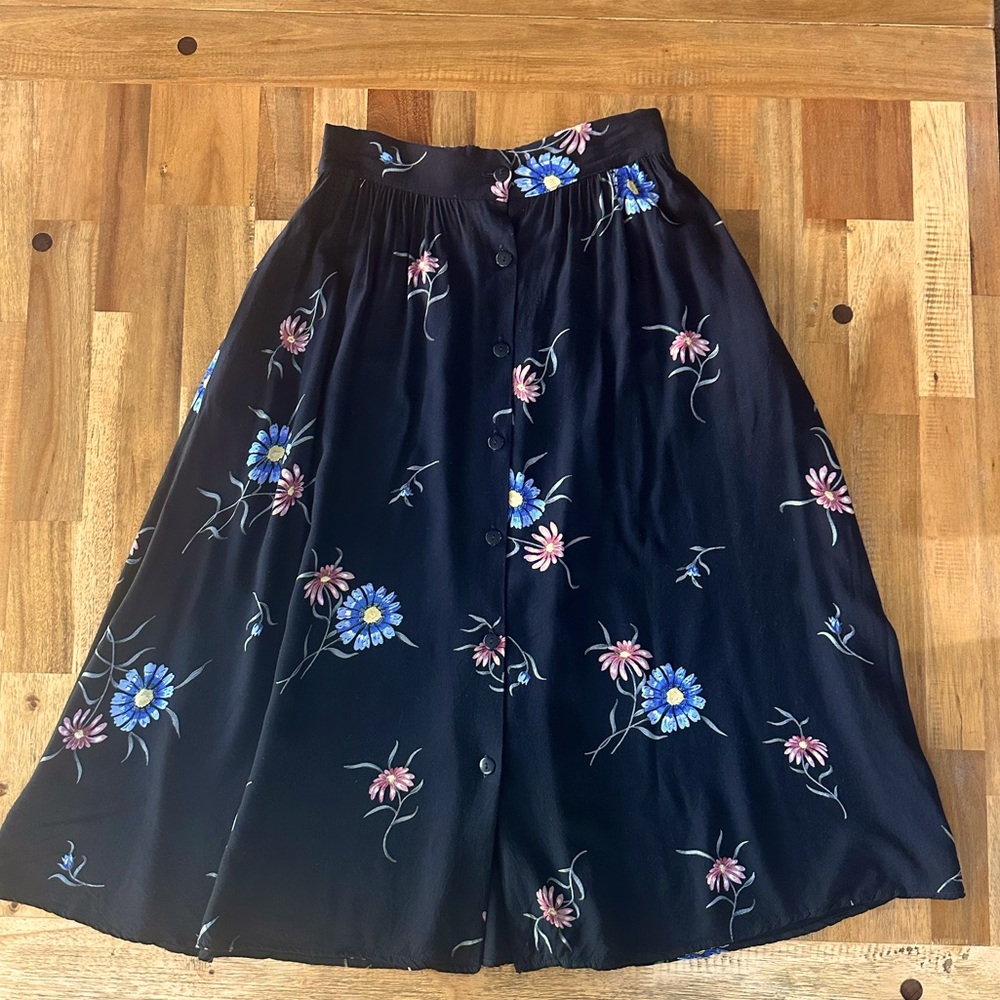 Vintage Pinstripe brand, A-line floral midi skirt